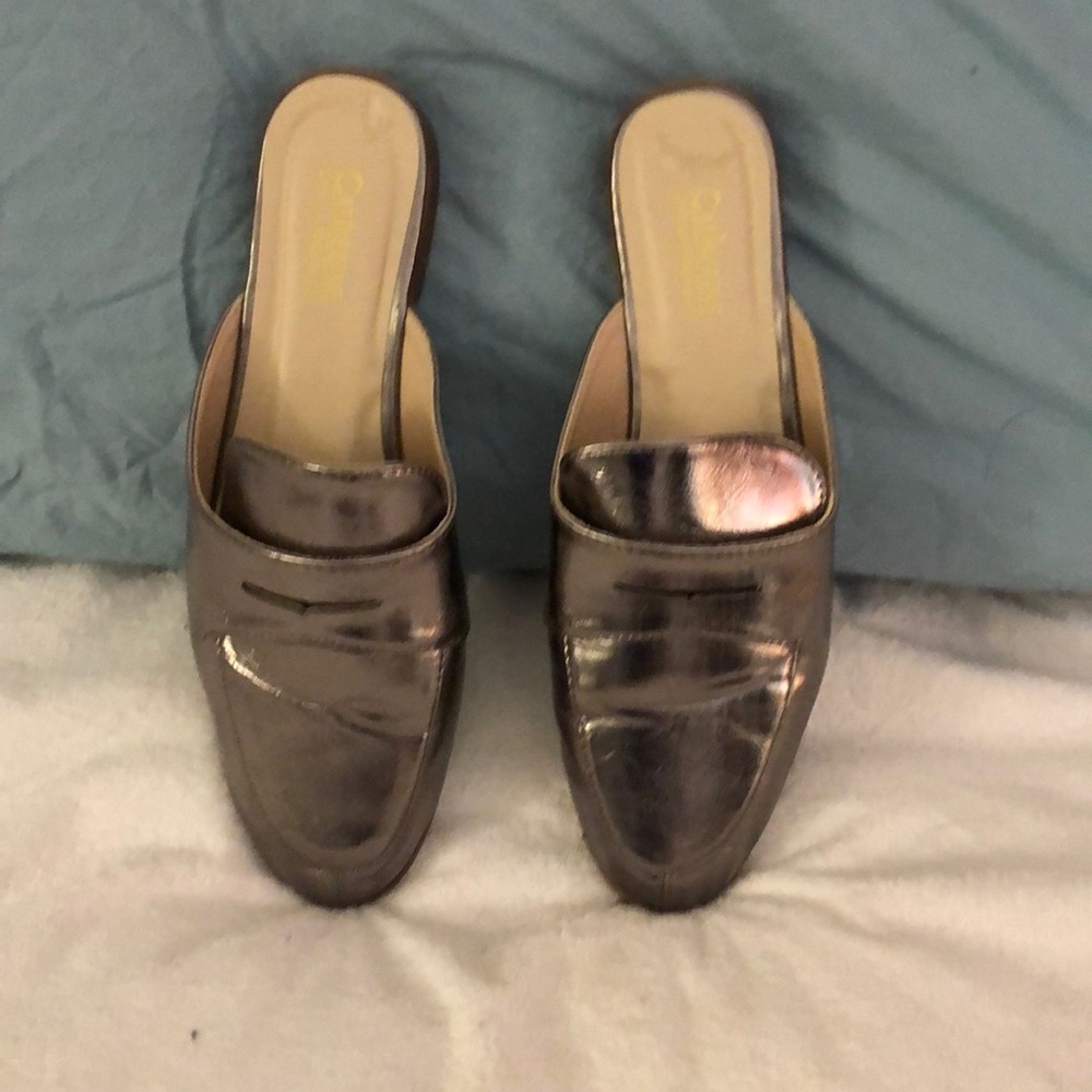 Metallic silver flat slides